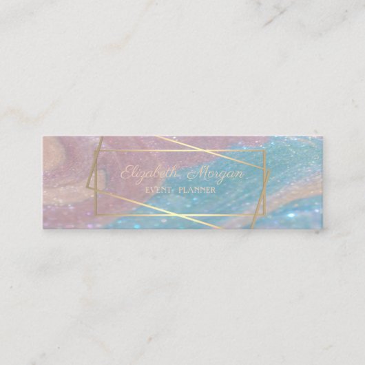 Carte De Visite Mini Élégant professionnel, Faux Gold Frame, Marbre (Devant)