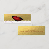 Carte De Visite Mini Élégant professionnel, Faux Gold Red Lips (Devant / Derrière)