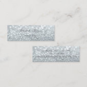 Carte De Visite Mini Élégant professionnel moderne Silver Glittery Boke (Devant / Derrière)
