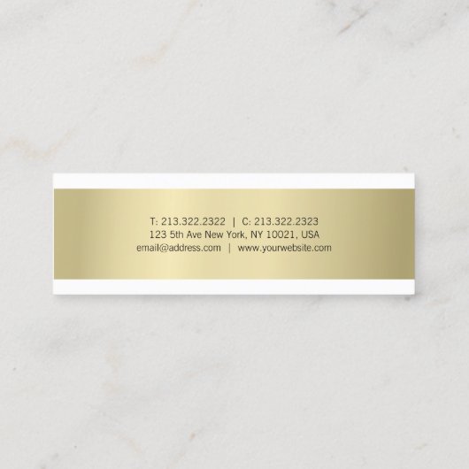 Carte De Visite Mini Élégant professionnel or look moderne simple simpl (Dos)