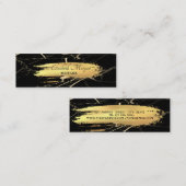 Carte De Visite Mini Élégant professionnel pinceau or, Marbre (Devant / Derrière)