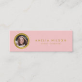 Carte De Visite Mini Élégant profil rose rose et or Faux (Devant)