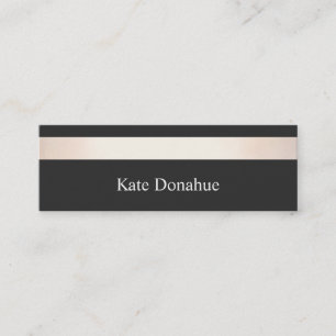 Carte De Visite Mini Élégant Rose Gold Striped Moderne Style Noir