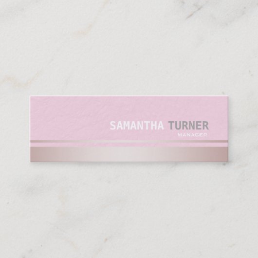 Carte De Visite Mini Élégant rose rayures texturées Professionnel Perso (Devant)