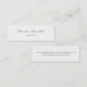 Carte De Visite Mini Élégant script blanc Simple tendance Professional (Devant / Derrière)
