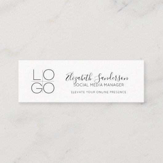 Carte De Visite Mini Élégant script minimal mince avec CODE QR (Devant)