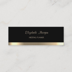 Carte De Visite Mini Elégant simple Faux Gold Stripe, Noir