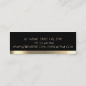 Carte De Visite Mini Elégant simple Faux Gold Stripe, Noir (Dos)