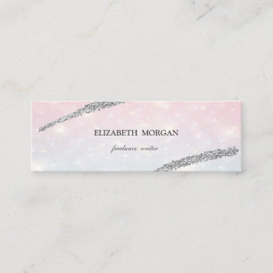 Carte De Visite Mini Élégant Simple, Ligne Pailletée Argent, Bokeh