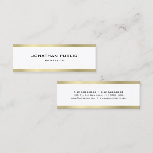 Carte De Visite Mini Elégant Simple Moderne Design Or Plaine tendance (Devant / Derrière)