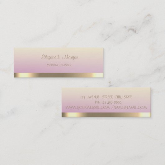 Carte De Visite Mini Élégant Stripe Or Faux Simple, Ombre (Devant / Derrière)