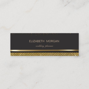 Carte De Visite Mini Élégant style noir, paillettes dorées, confettis e