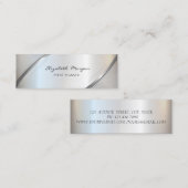 Carte De Visite Mini Elégant tendance, Argent Stripes (Devant / Derrière)
