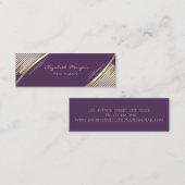 Carte De Visite Mini Elégant Trendy, Violet, Faux Gold Stripes (Devant / Derrière)