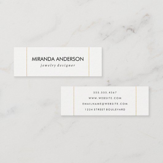 Carte De Visite Mini Elégant Trim Doré Faux (Devant / Derrière)