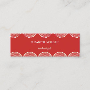 Carte De Visite Mini Élégant Vintage, Chic, Rouge, Dentelle Blanche