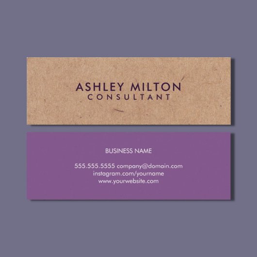 Carte De Visite Mini Élégant violet IMPRIMÉ Kraft Consultant