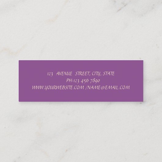 Carte De Visite Mini Élégant Violet Proffesional Élégant - Glittery Lip (Dos)