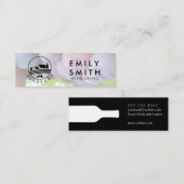 Carte De Visite Mini Élégante bouteille de vin blanc or | Raisins (Devant / Derrière)