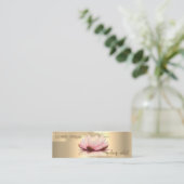 Carte De Visite Mini Élégante Brosse à huile d'or, Lotus (Debout devant)