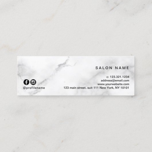 Carte De Visite Mini Elégante coiffeuse rose en cuivre (Dos)