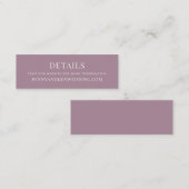 Carte De Visite Mini Elégante Dusty Purple Mariage Website Mini Card (Devant / Derrière)