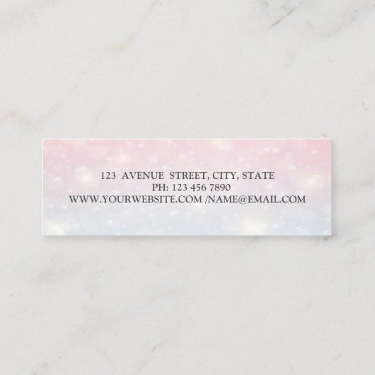 Carte De Visite Mini Elégante Ligne Parties scintillant simple, Argent, (Dos)