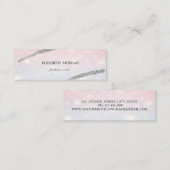 Carte De Visite Mini Elégante Ligne Parties scintillant simple, Argent, (Devant / Derrière)