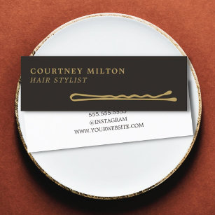 Carte De Visite Mini Elégante minimaliste ivoire Noir Golden Hair Styli