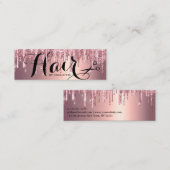Carte De Visite Mini Élégante parties scintillant dorée rose goutte-à-g (Devant / Derrière)
