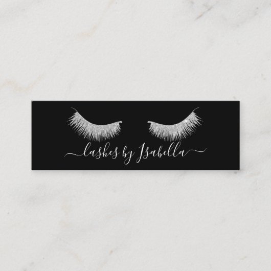 Carte De Visite Mini Élégante parties scintillant en argent de pouce no (Devant)