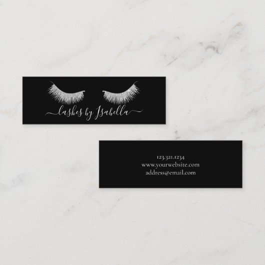 Carte De Visite Mini Élégante parties scintillant en argent de pouce no (Devant / Derrière)