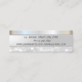 Carte De Visite Mini Elégante Parties scintillant moderne Argent Bokeh, (Dos)