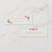 Carte De Visite Mini Elégante Pastel Aquarelle Fleurs Girly Chic (Devant / Derrière)