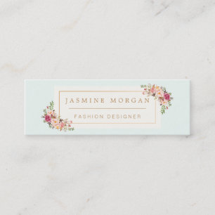 Carte De Visite Mini Elégante Pastel Aquarelle Fleurs Girly Chic