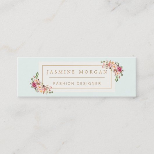 Carte De Visite Mini Elégante Pastel Aquarelle Fleurs Girly Chic (Devant)