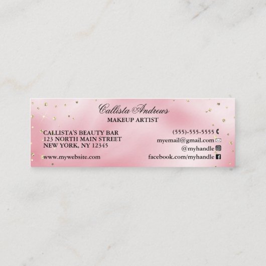 Carte De Visite Mini Élégante Princesse rose Parties scintillant en soi (Dos)