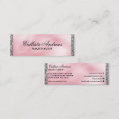 Carte De Visite Mini Elégante Princesse Rose Silver Parties scintillant (Devant / Derrière)