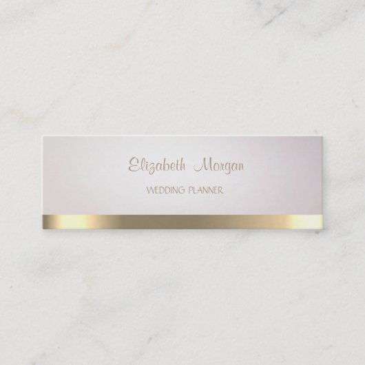 Carte De Visite Mini Élégante Rayure Simple Moderne Faux Or (Devant)