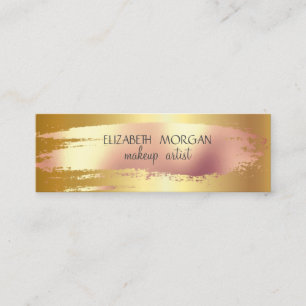 Carte De Visite Mini Élégante Rose Doré Feuille Pinceau Trait, Faux Or