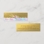 Carte De Visite Mini Elégants ciseaux d'or Faux, Rose, Holographique (Devant / Derrière)