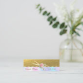 Carte De Visite Mini Elégants ciseaux d'or Faux, Rose, Holographique (Debout devant)