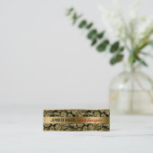 Carte De Visite Mini Élégants Damas Et Rayures Noir Et Or 2 (Debout devant)