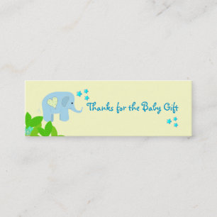 Carte De Visite Mini Éléphant Bleu Merci