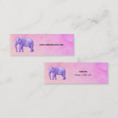 Carte De Visite Mini Eléphant violet sur des aquarelles roses de rêve (Devant / Derrière)