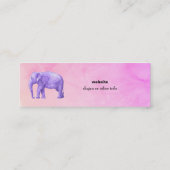 Carte De Visite Mini Eléphant violet sur des aquarelles roses de rêve (Dos)