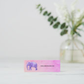 Carte De Visite Mini Eléphant violet sur des aquarelles roses de rêve (Debout devant)