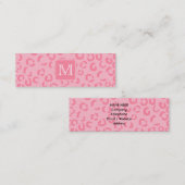 Carte De Visite Mini Empreinte de léopard de rose en pastel. Monogramme (Devant / Derrière)
