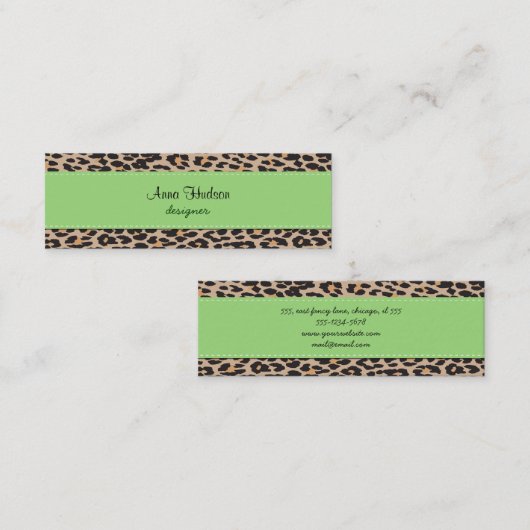 Carte De Visite Mini Empreinte de léopard, Spots de léopard, Leopard Br (Devant / Derrière)
