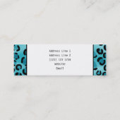 Carte De Visite Mini Empreinte de léopard turquoise, monogramme fait (Dos)